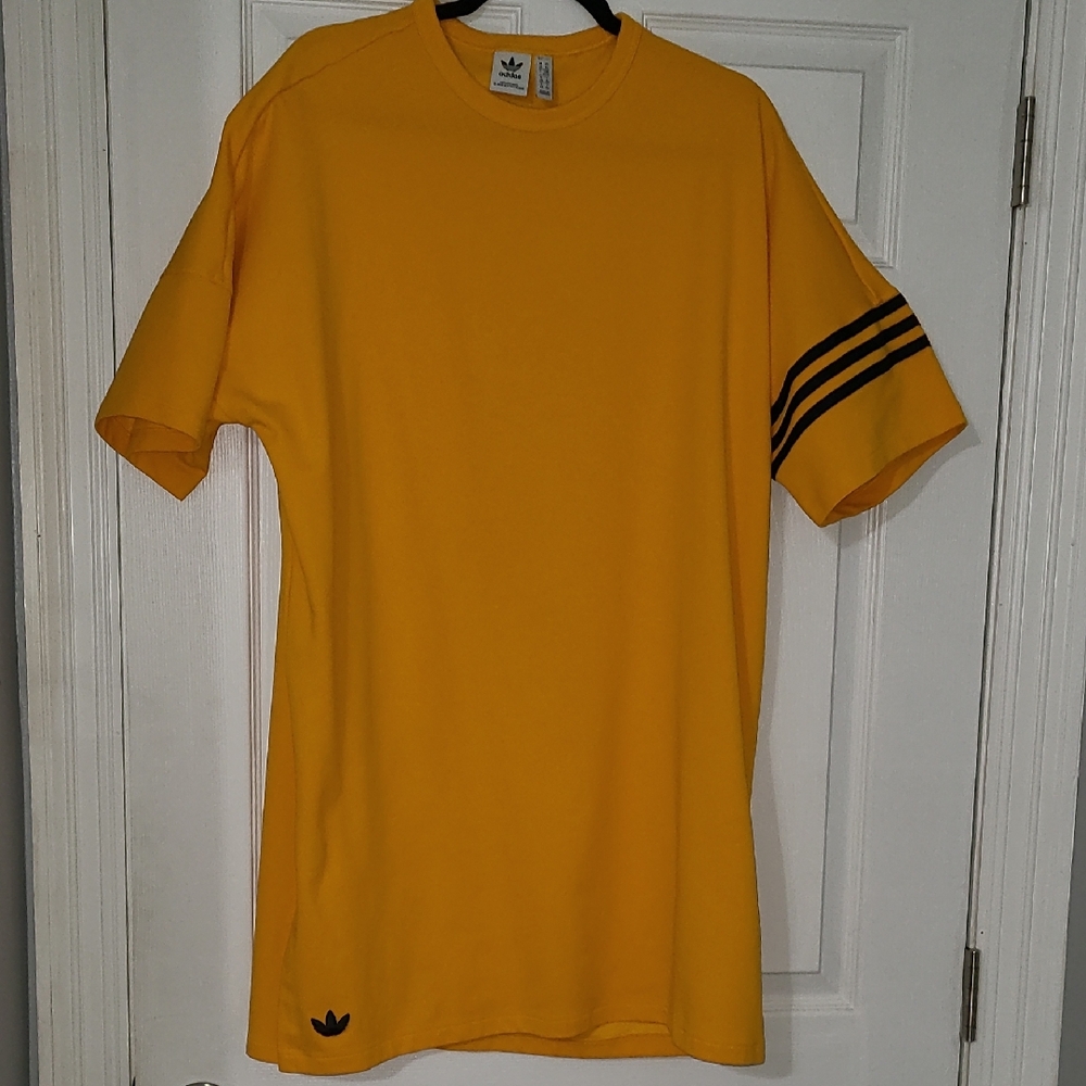 Adidas Yellow and Black Short Sleeve Dress